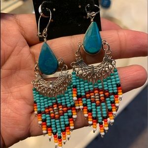 Indian turquoise chandelier earrings